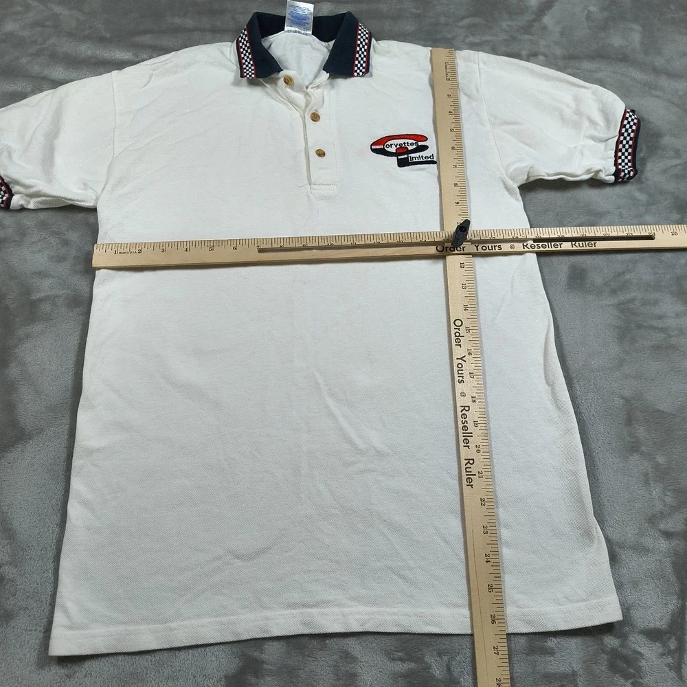 Vintage Corvettes Limited Polo Shirt Mens Small White Check Classic Cars Racing‎